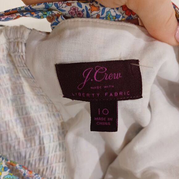 J. Crew Liberty Floral Fabric Sosi Ruffle 100% Cotton Sleeveless Dress Size 10 - Picture 7 of 10